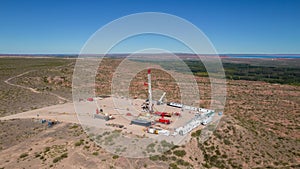 Pulling equipment. Oil well maintenance in Vaca Muerta Argentina photo