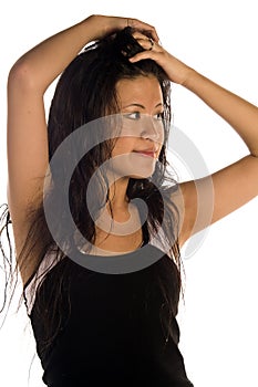 Pulling hair off face