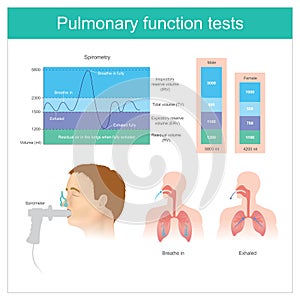 Pulmonary function tests. Testing for volume of air in the lungs