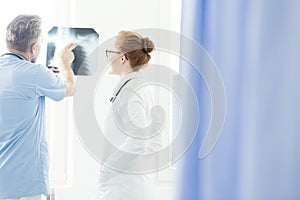 Pulmonologist consulting on X-ray image photo