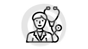pulmonologist doctor line icon animation