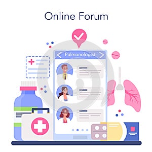 Pulmonologist online service or platform. Idea of health