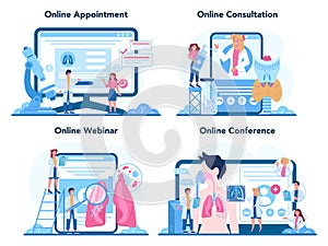 Pulmonologist online service or platform set. Idea of health and medical