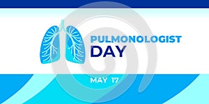 Pulmonologist`s day. Vector horizontal banner, poster for social media, social networks. Image of the lungs and text of the photo