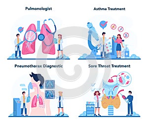 Pulmonologist set. Idea of health and medical treatment. Healthy photo