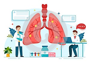 Pulmonologist Vector Illustration with Doctor Pulmonology, Lungs Respiratory System Examination and Treatment in Flat Cartoon