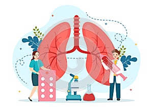 Pulmonologist Vector Illustration with Doctor Pulmonology, Lungs Respiratory System Examination and Treatment in Flat Cartoon