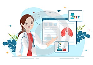 Pulmonologist Vector Illustration with Doctor Pulmonology, Lungs Respiratory System Examination and Treatment in Flat Cartoon