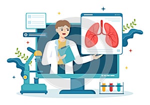 Pulmonologist Vector Illustration with Doctor Pulmonology, Lungs Respiratory System Examination and Treatment in Flat Cartoon