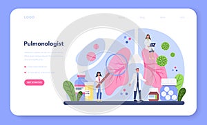 Pulmonologist web banner or landing page. Idea of health