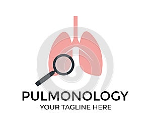 Pulmonology, Lungs, internal organ inspection, concept, Medical research items, clinical science laboratories experiments logo.