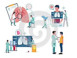 Pulmonology or respiratory medicine icon set, vector illustration photo