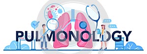 Pulmonology typographic header. Idea of health and medical