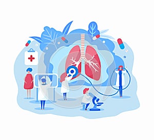 Pulmonology vector illustration. Cartoon flat style. Healthy lung. Modern style. Abstract pulmonology. Anatomy, medicine