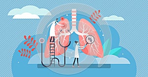 Pulmonology vector illustration. Flat tiny lungs healthcare persons concept photo