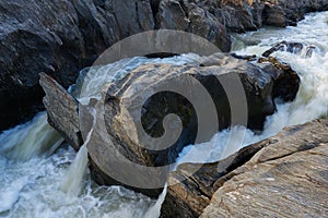 Pulo do Lobo waterfall with river guadiana and rock details in Mertola Alentejo, Portugal photo