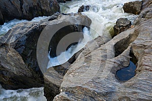 Pulo do Lobo waterfall with river guadiana and rock details in Mertola Alentejo, Portugal photo