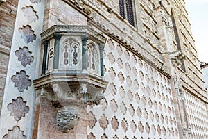 Pulpit of the exterior wall of the cathedral in Perugia, Umbria, Italy