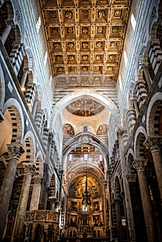 The pulpit of the Pisa Cathedral Dome on Piazza dei Miracoli in Pisa