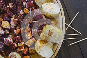 Pulpo a feira, traditional galician style octopus dish photo