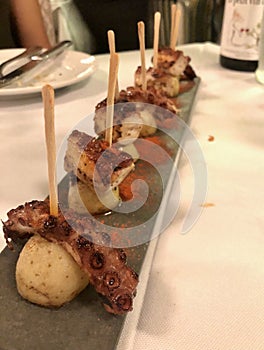 Pulpo a la gallega: octopus with potatoes and paprika