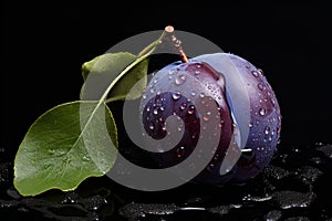 Pulpy Ripe plum. Generate Ai photo