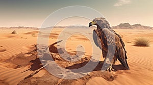 Pulpy Sci-fi Eagle In Baroque Desert: A Ray Traced 8k Journey