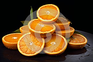 Pulpy Sliced orange citrus. Generate Ai photo