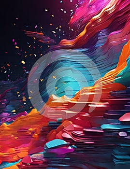 Pulsating Chromatic Symphony A Futuristic Digital Landscape of Dynamic Colors and Animated Sparkles photo