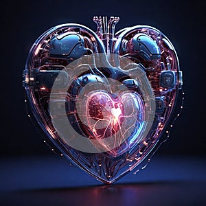 A pulsating digital heart, representing the interconnectedness of technology and humanity