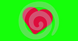 Pulsating or pounding Animation of a Red Heart isolated on green background. Heart Beating Valentine's day animation