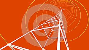 Pulsating radio tower on orange