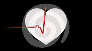 A pulsating red heart with heartbeat flatline