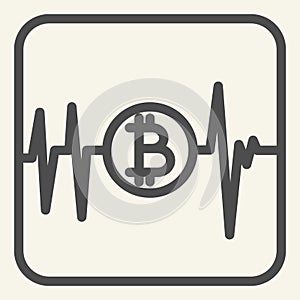 Pulse bitcoin line icon. Cryptocurrency chart vector illustration isolated on white. Bitcoin graph outline style design