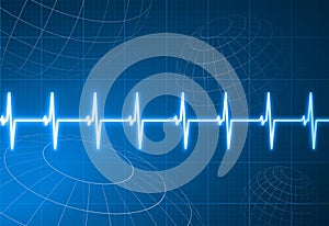 Pulse heart rate with wire frame globes background