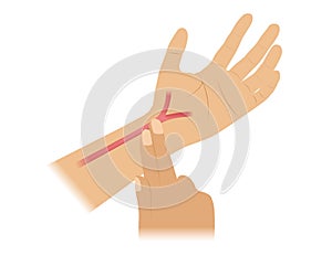 Pulse measurement / hand touching another hand