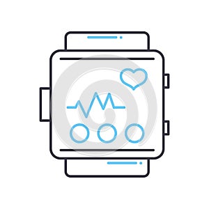 pulse monitor line icon, outline symbol, vector illustration, concept sign