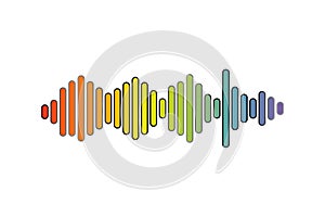 Pulse music player. Audio colorful wave logo. Sound equalizer element. Isolated design symbol. Jpeg