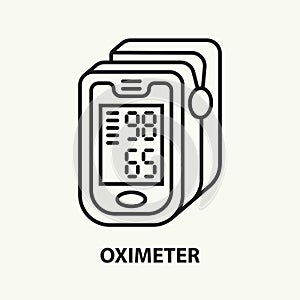 Pulse oximeter line icon. Pneumonia diagnostic device. Vector illustration