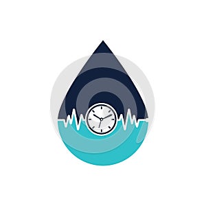 Pulse Time drop shape concept Logo Template Design Vector.
