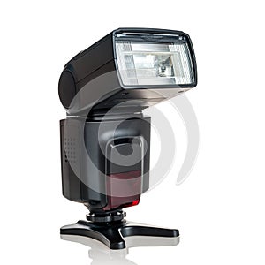 Pulsed artificial light source, photographic flash, isolated on a white