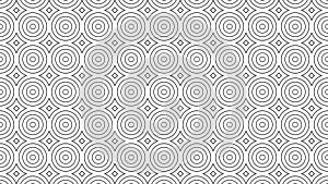 Pulsing circles with square diamonds dynamic loop pattern on white background. Flowers tile filled pattern background loop.