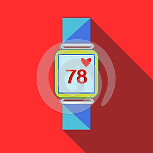 Pulsometer heart rate watch icon, flat style photo