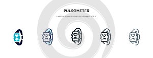 Pulsometer icon in different style vector illustration. two colored and black pulsometer vector icons designed in filled, outline photo