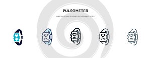 Pulsometer icon in different style vector illustration. two colored and black pulsometer vector icons designed in filled, outline