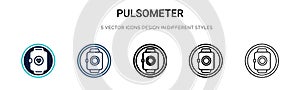 Pulsometer icon in filled, thin line, outline and stroke style. Vector illustration of two colored and black pulsometer vector