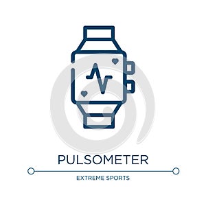 Pulsometer icon. Linear vector illustration from bicycle racing collection. Outline pulsometer icon vector. Thin line symbol for