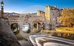 Pulteney Bridge in Bath, England, UK