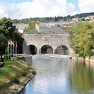 Pultney Bridge and the River Avon in Bath England