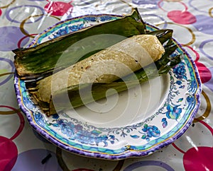 Pulut Panggang, a Malay traditional dessert on plate